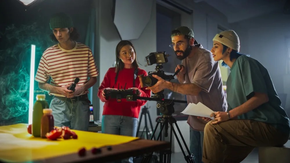 Hiring manager reviewing talent applications on set